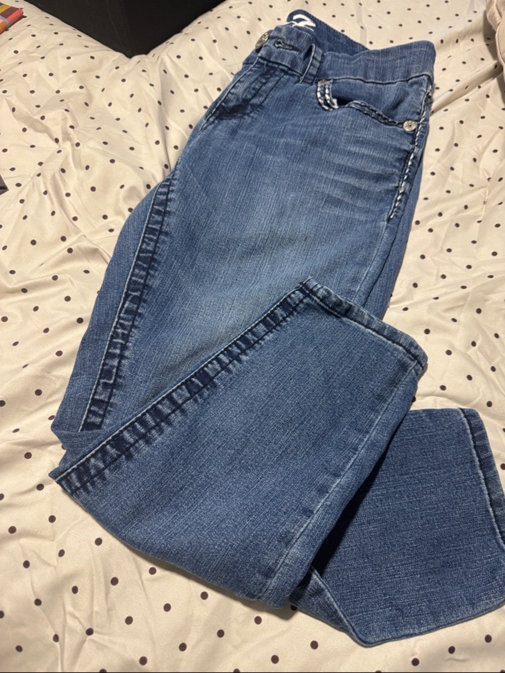 Seven7 Women's Straight Leg Jeans in Medium Blue